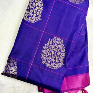 103. Navy blue with flower motive and royal pink border